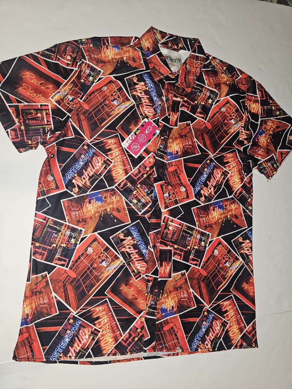 NEW MENS SURF SOCIETY CASUAL BUTTON DOWN SZ XL AMSTERDAM NIGHTLIFE
